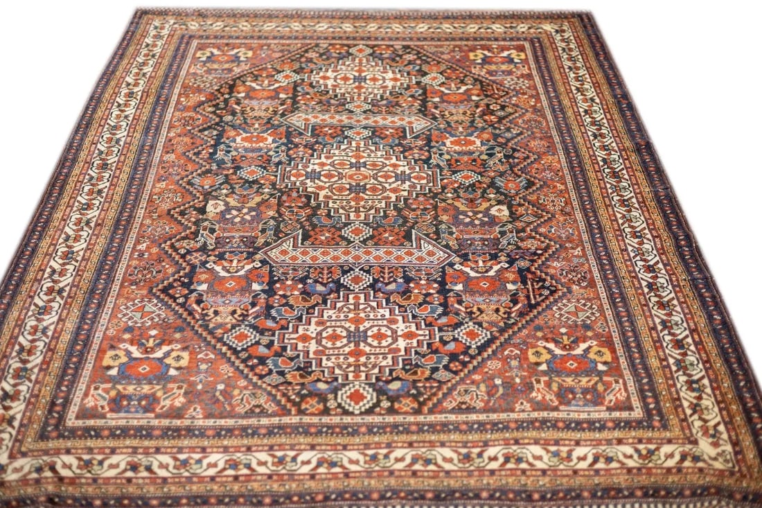 Late 18th Century Antique Persian Qashqai Rug 5'10'' x 8'2'' - 12