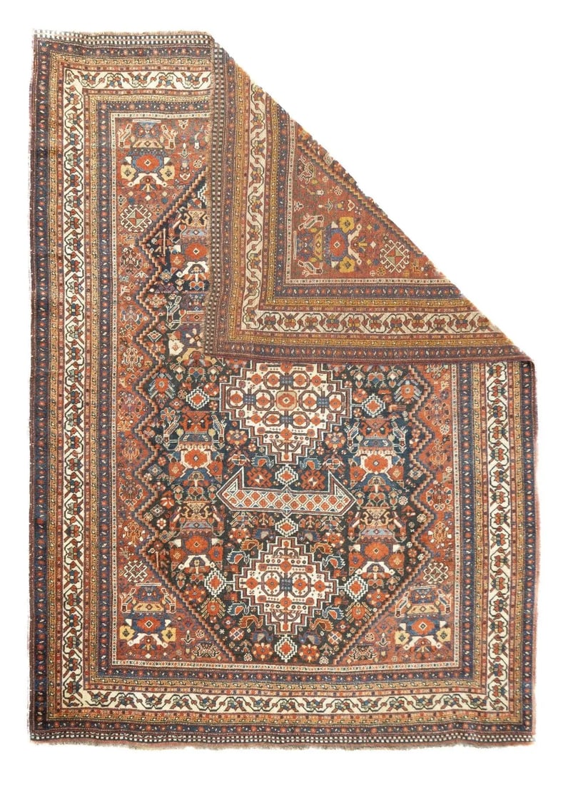 Late 18th Century Antique Persian Qashqai Rug 5'10'' x 8'2'' - 5