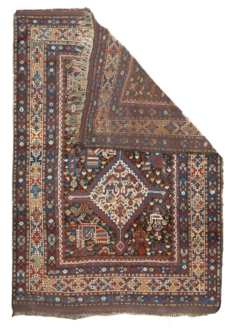 Antique Persian Qashqai Rug 4'7'' x 6'5'' - 5