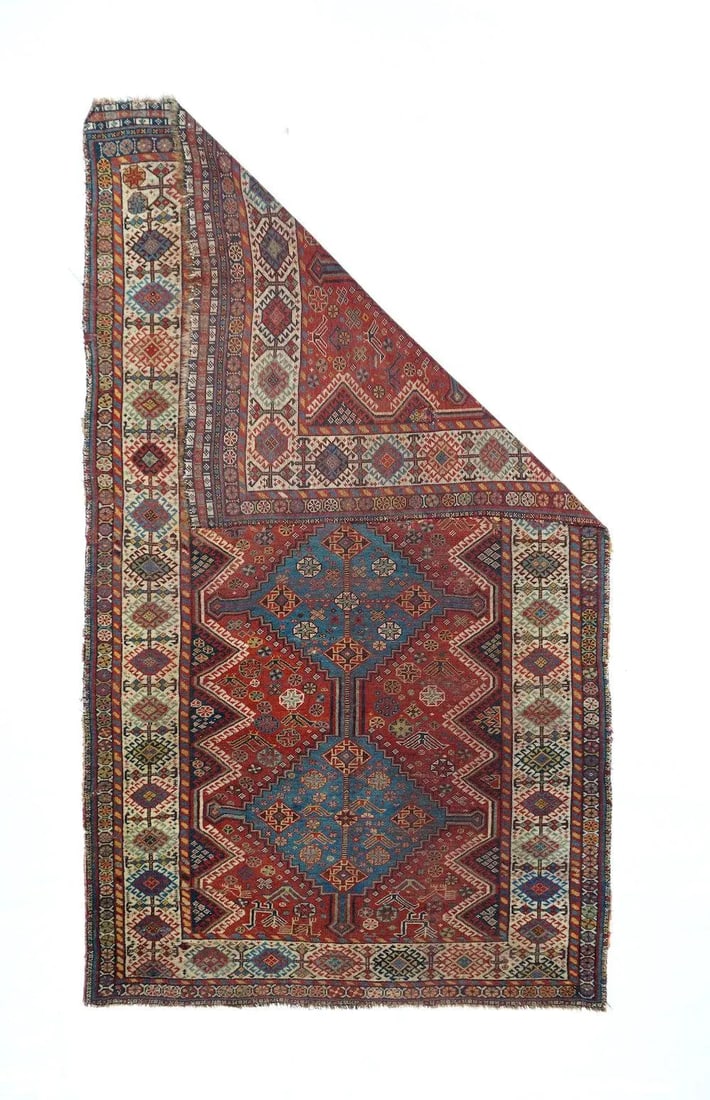 Antique Qashqai Rug 4'5'' x 7'7'' - 5