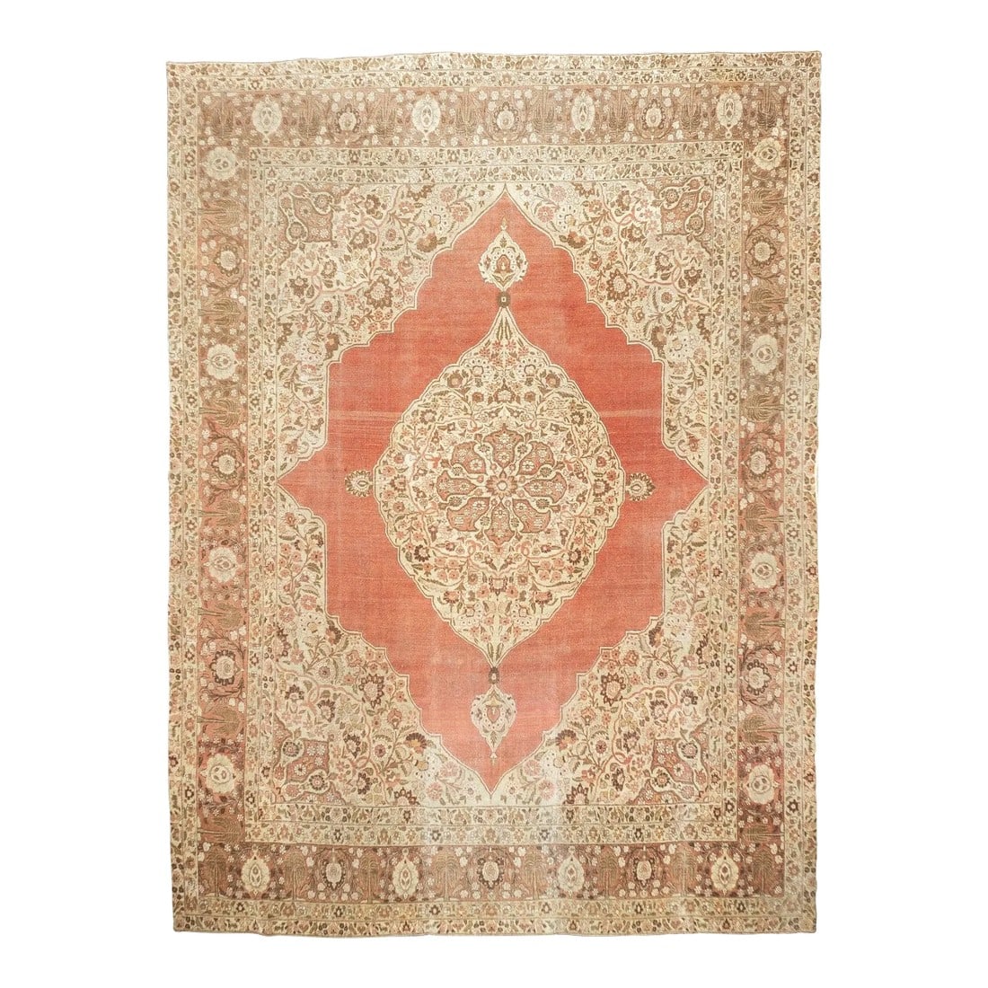Late 18th Century Antique Haji Jalili Tabriz Rug 9'4'' x 12'5'': The well-woven to finely knotted 1890 to 1910 pieces woven in the eponymous workshop or its copyists, in Tabriz, in formats ranging from mats to giant carpets, with prayer (niche), allover and