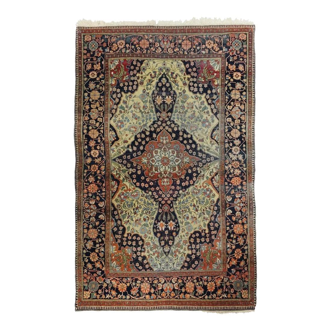 Antique Mohtasham Kashan Rug 4'1'' X 6'8'': Antique Kashan Rug 4'1'' x 6'8''. Condition: Alterations: Unknown Imperfections: Some Imperfections Condition Notes: Good Dimensions: Height: 0.01 in. Width: 49 in. Depth: 80 in. Category: Rugs Mat