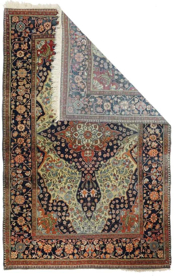 Antique Mohtasham Kashan Rug 4'1'' X 6'8'' - 2