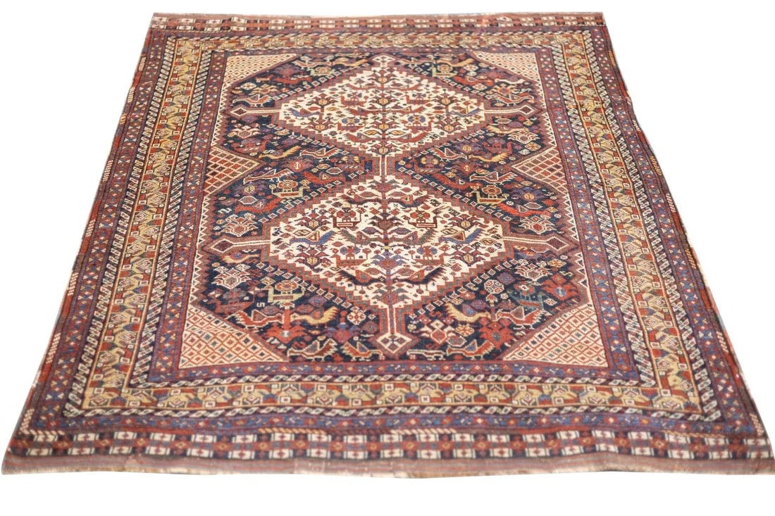 Late 18th Century Antique Persian Qashqai Rug 4'9'' x 6'4'' - 12