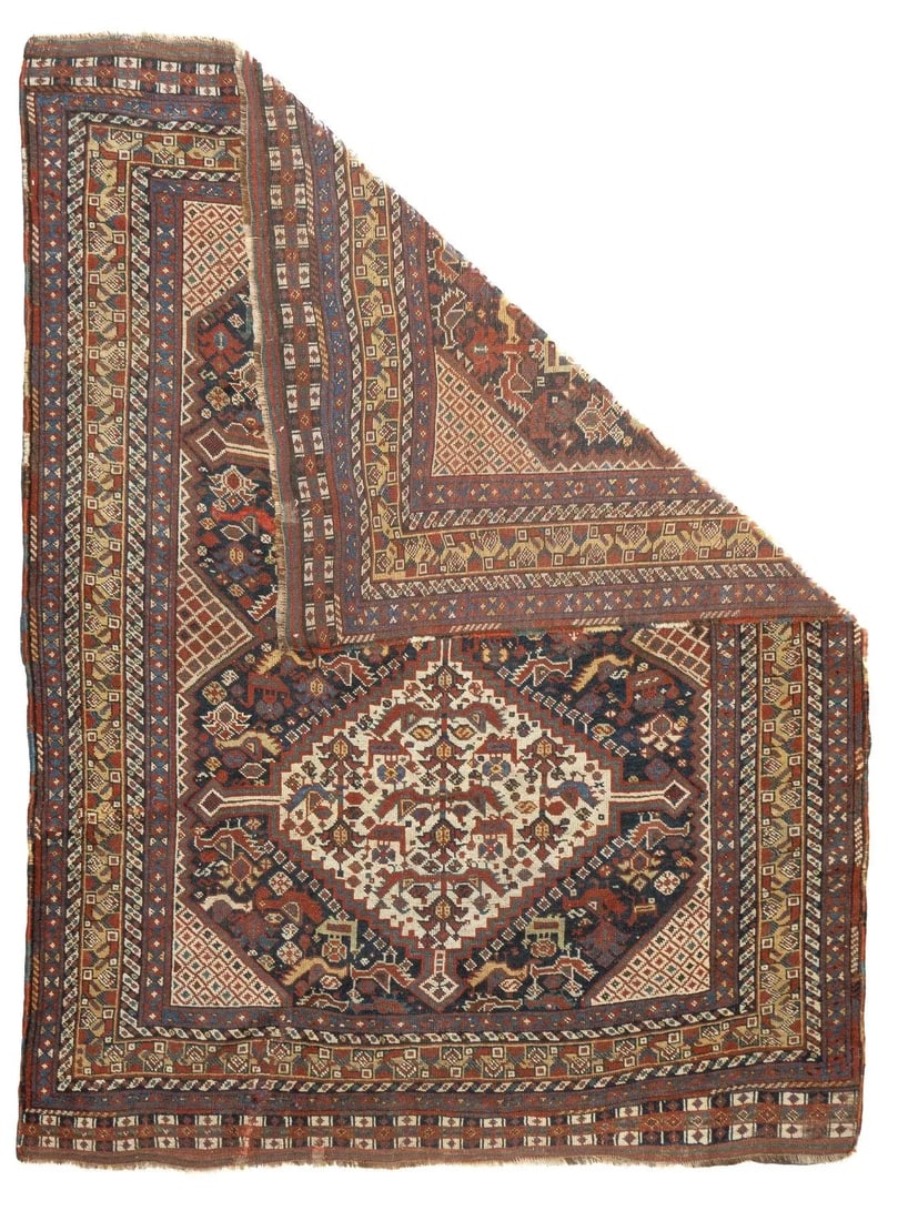 Late 18th Century Antique Persian Qashqai Rug 4'9'' x 6'4'' - 5