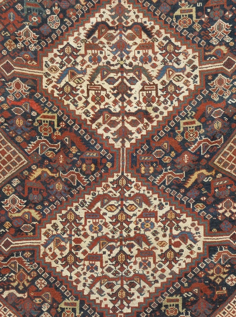 Late 18th Century Antique Persian Qashqai Rug 4'9'' x 6'4'' - 6