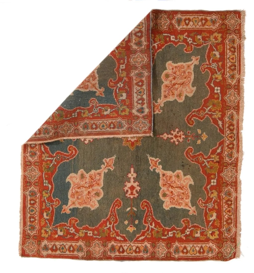 Late 18th Century Antique Persian Agra Rug 3'8'' x 4'4'' - 2
