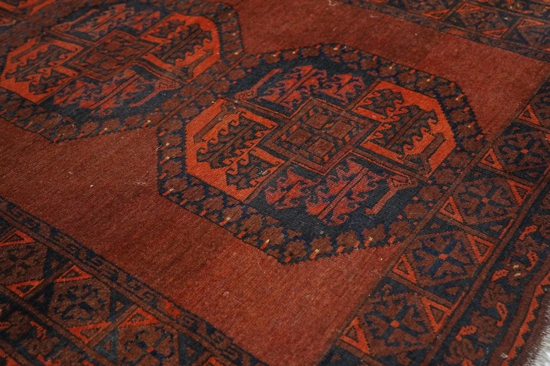 Vintage Afghan Rug 3'9'' X 5'5'' - 4