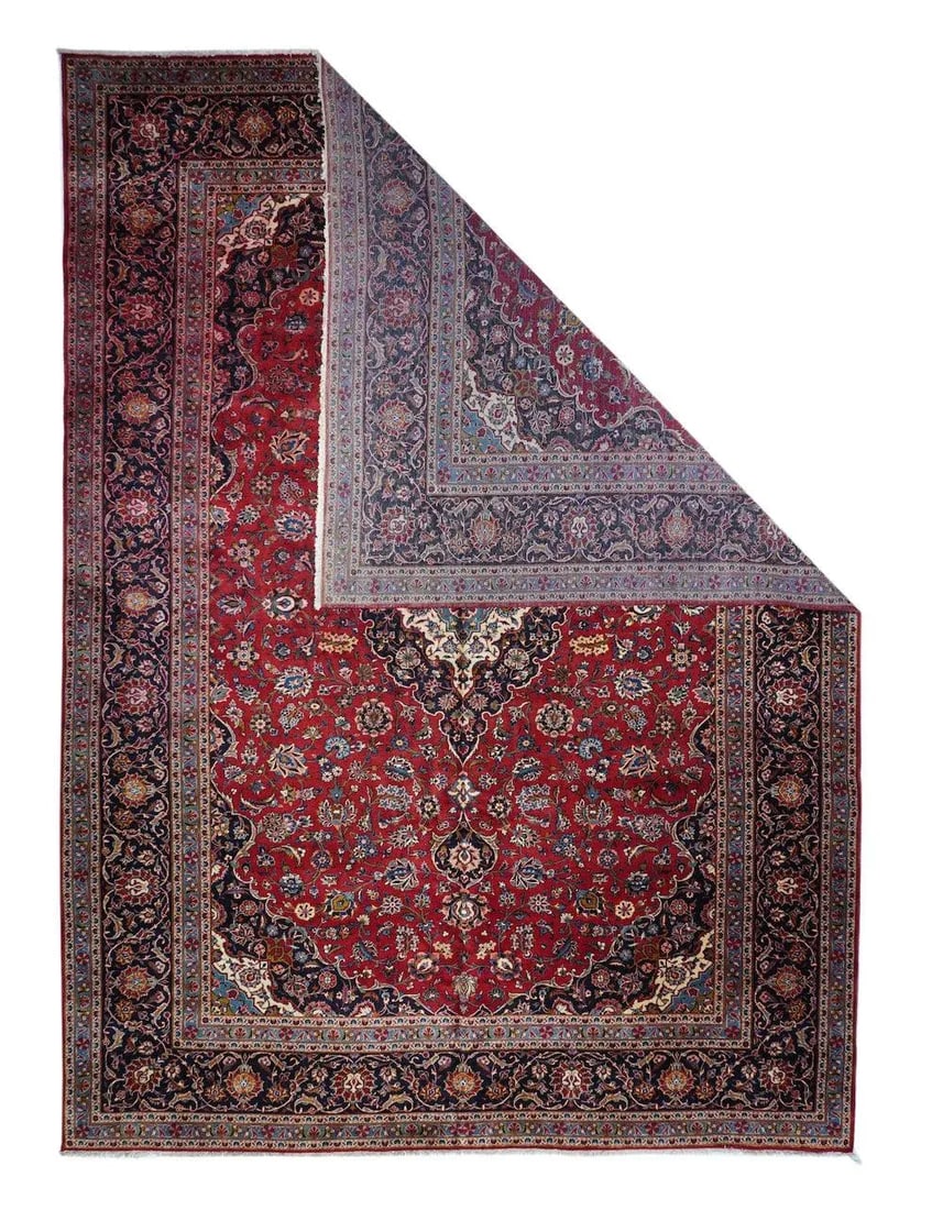 1960s Vintage Kashan Rug 10'8'' x 14'3'' - 2
