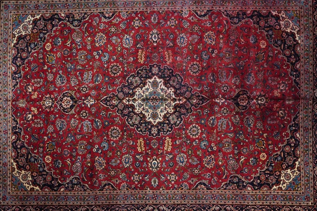 1960s Vintage Kashan Rug 10'8'' x 14'3'' - 8