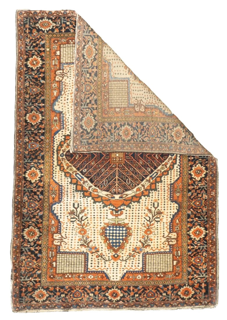 Late 18th Century Antique Persian Farahan Sarouk Rug 3'4'' x 4'11'' - 5
