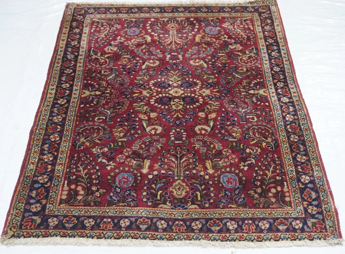 Antique Sarouk Rug 3'4'' x 5'0'' - 12