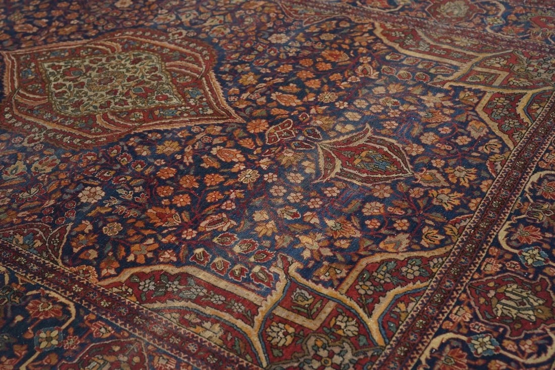 Antique Mohtasham Kashan Rug 4'2'' X 6'6'' - 11