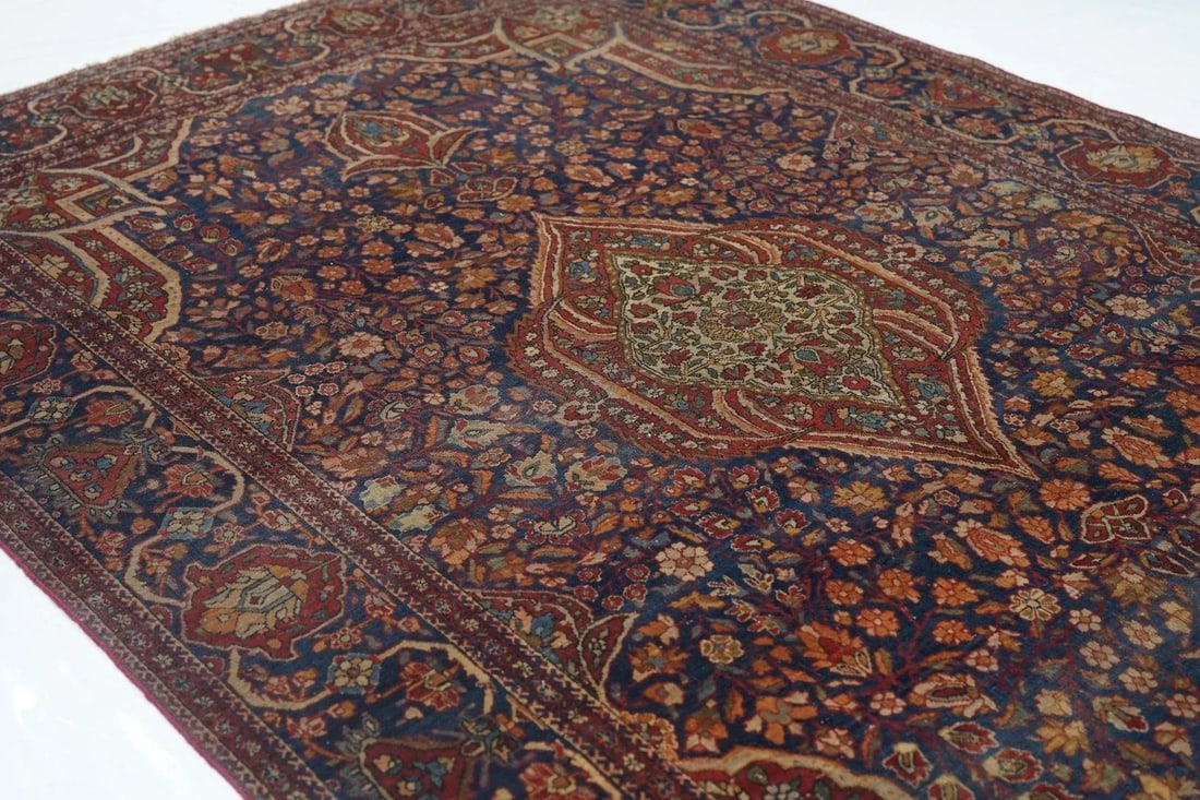 Antique Mohtasham Kashan Rug 4'2'' X 6'6'' - 9