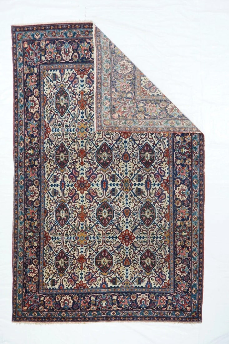 Antique Persian Dabir Kashan Rug 4'4'' x 6'10'' - 2