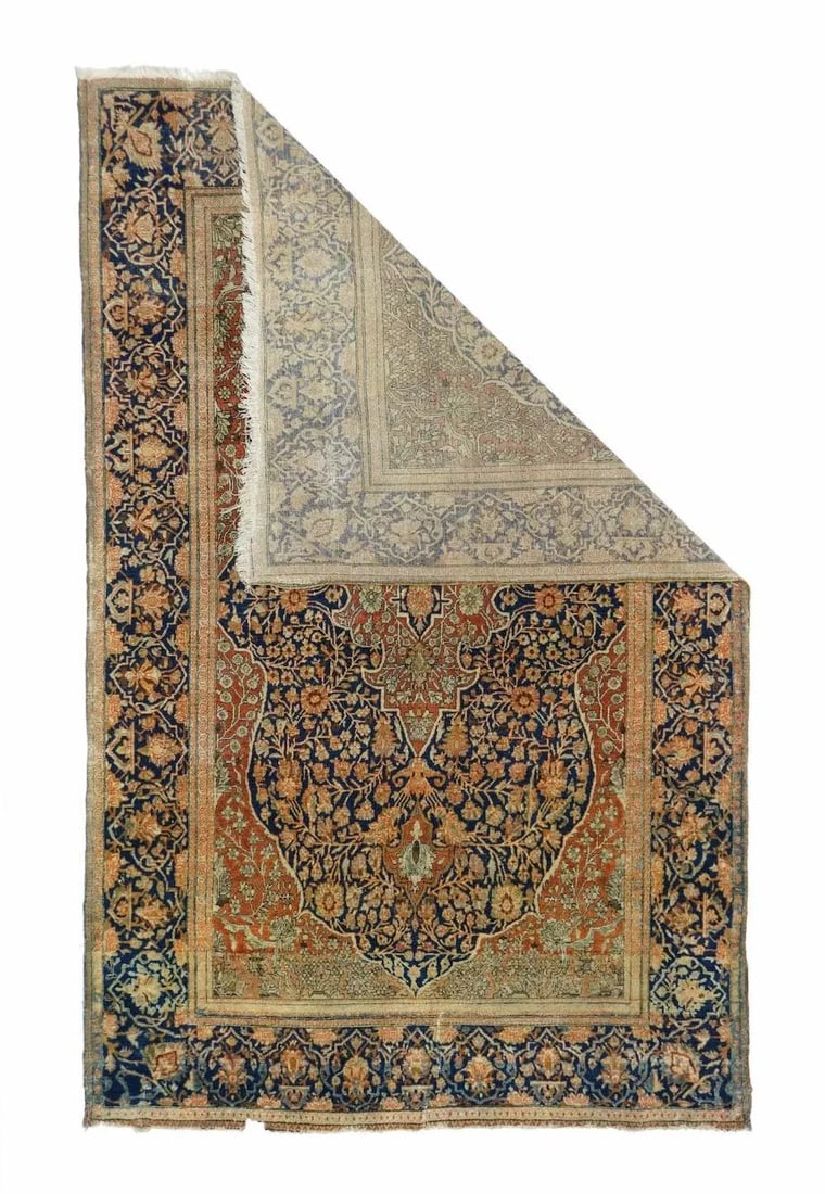 Antique Mohtasham Kashan Rug 4'3'' X 6'9'' - 4