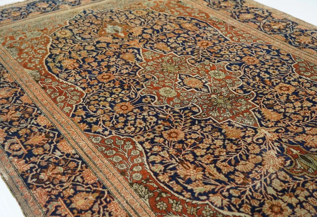 Antique Mohtasham Kashan Rug 4'3'' X 6'9'' - 8