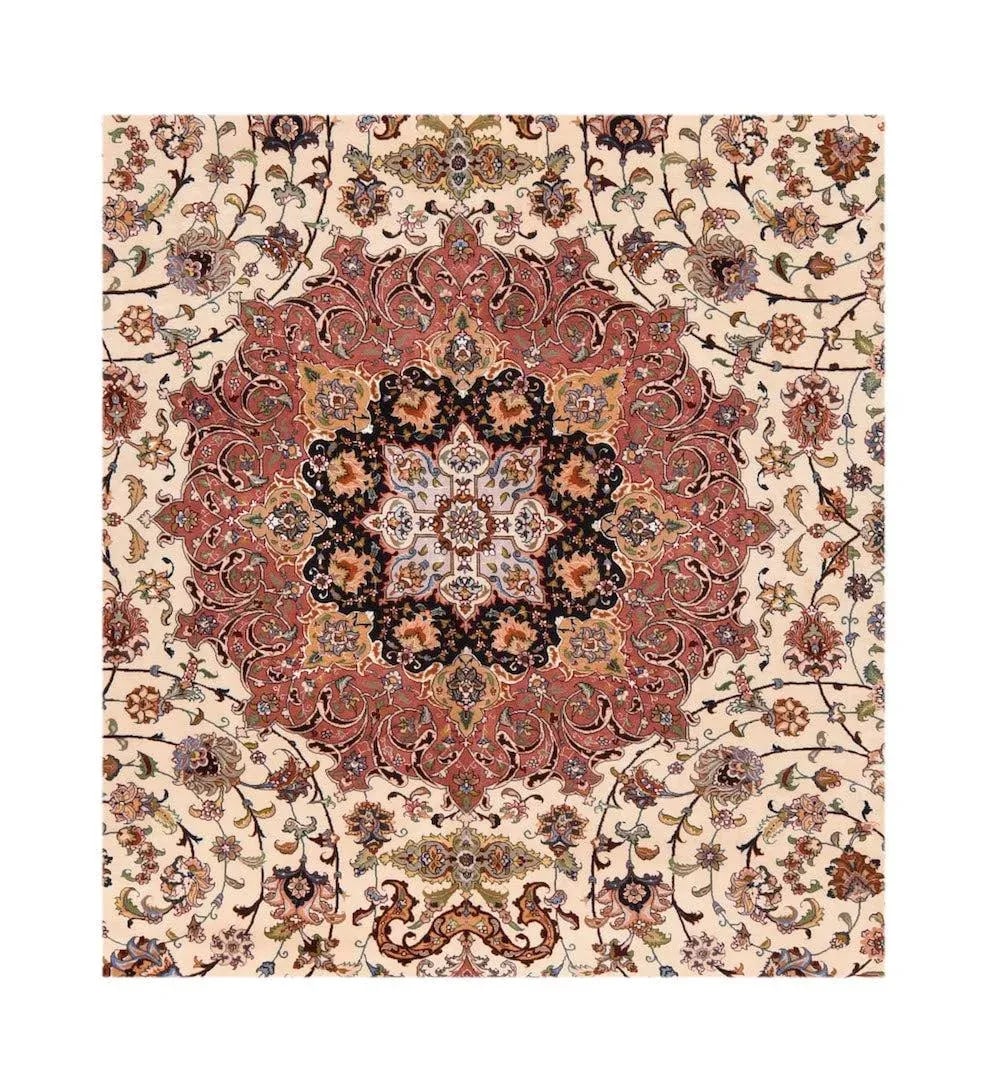 Extremely Fine Persian Tabriz Woven by the Artist Master Weaver Wool & Silk Rug 9'10'' X 12'10' - 3