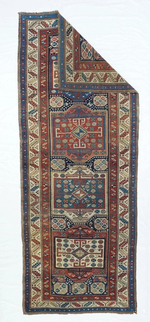 Antique Caucasian Rug 3'7'' x 9'3'' - 4
