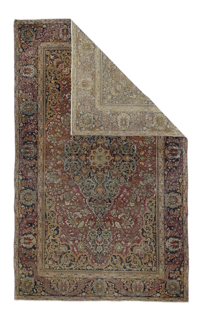 Late 19th Century Antique Mohtasham Kashan Rug 4'2'' x 6'9'' - 2