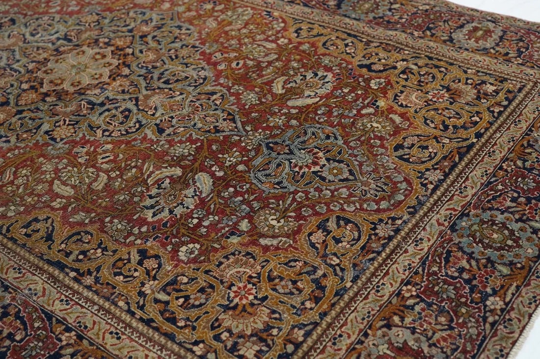 Late 19th Century Antique Mohtasham Kashan Rug 4'2'' x 6'9'' - 6
