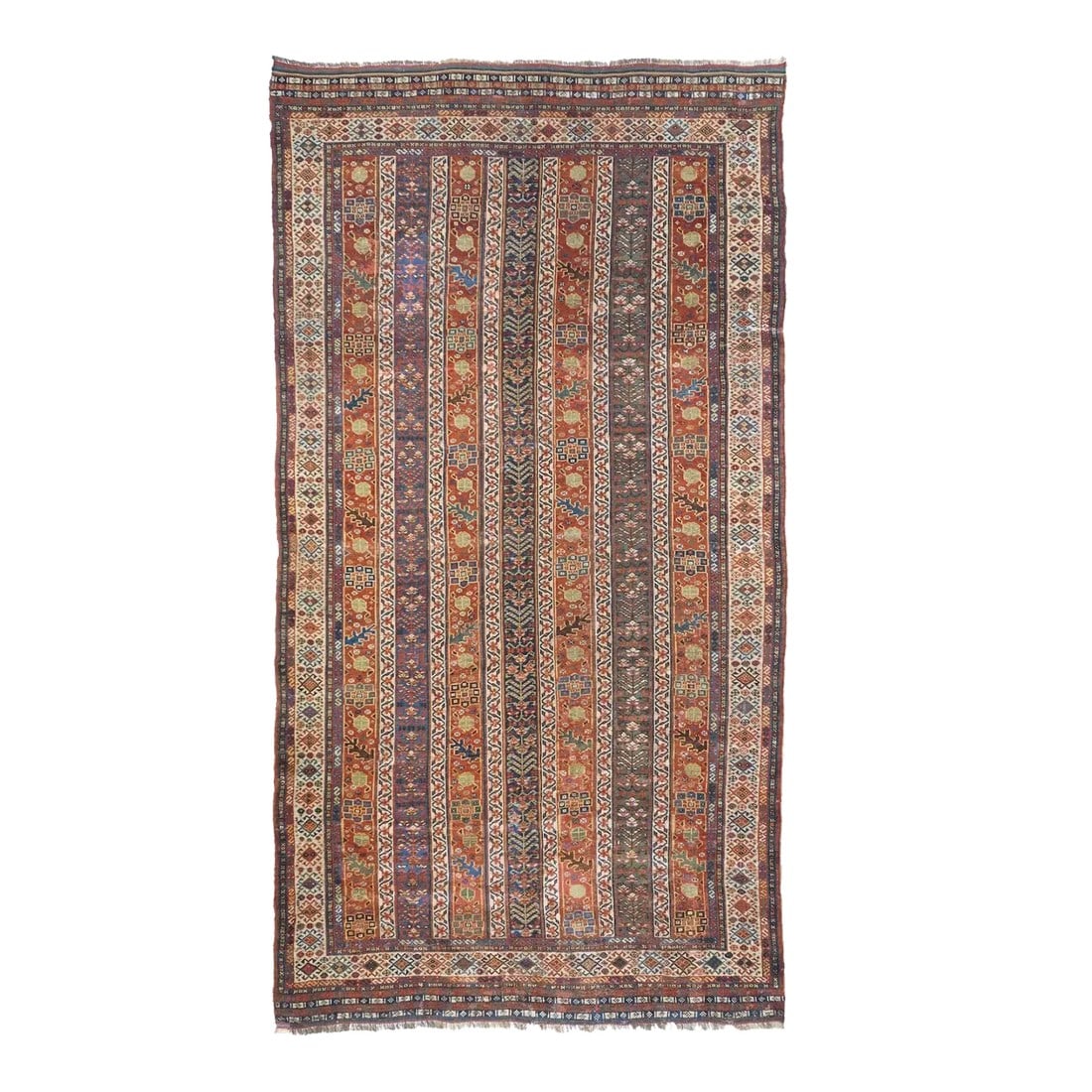 Late 18th Century Antique Khamseh Rug 5'0'' x 9'5'': Antique Khamseh Rug 5'0'' x 9'5''. Condition: Alterations: Unknown Imperfections: Some Imperfections Condition Notes: Good Dimensions: Height: 0.01 in. Width: 60 in. Depth: 113 in. Category: Rugs M