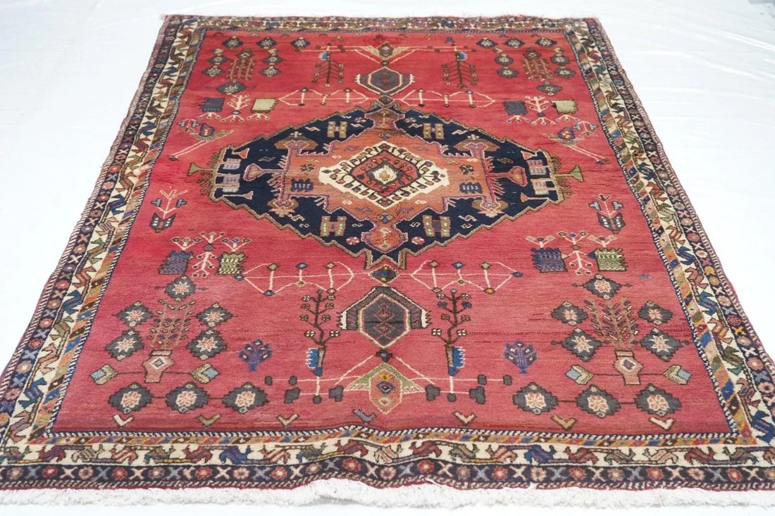 1970s Vintage Qashqai Rug 4'10'' x 7'5'' - 10
