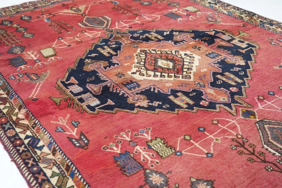 1970s Vintage Qashqai Rug 4'10'' x 7'5'' - 9