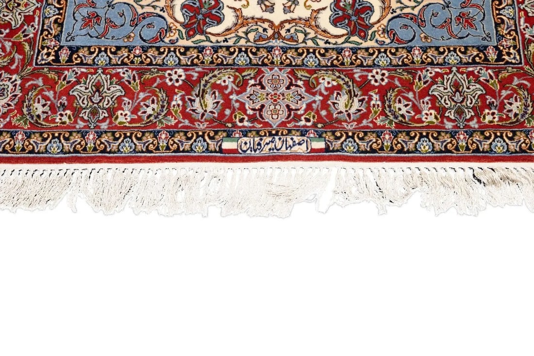 Extremely Fine Persian Isfahan Wool & Silk Rug 3'8'' X 5'3'' - 7