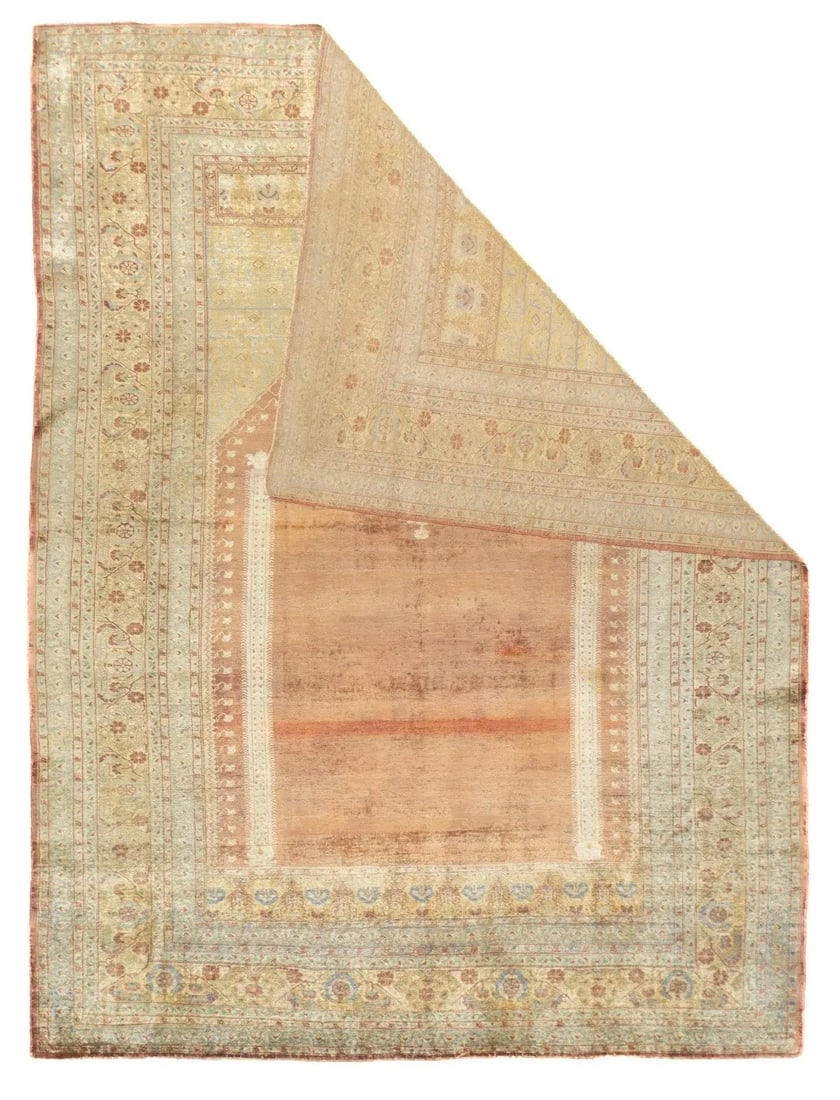 Late 18th Century Antique Persian Silk Haji Jalili Tabriz Rug 4'1'' X 5'5'' - 5