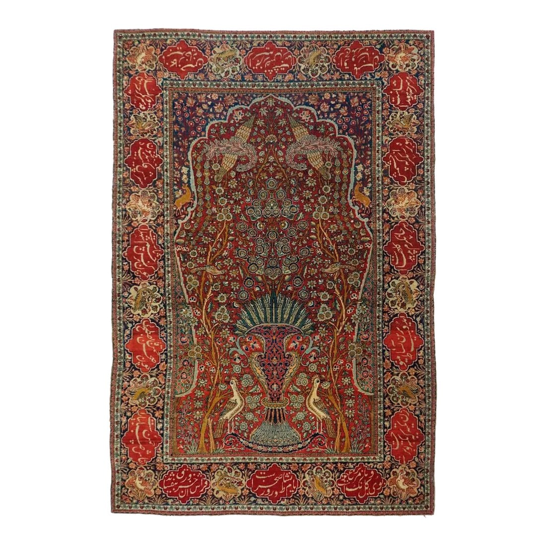 Antique Mohtasham Kashan Rug 4'6'' X 6'10'': The Revival Period rugs woven by two generations of Mohtashams, from 1880 to WWI, with imported Manchester-spun, Australian merino wool. Velvety texture. A few are in silk pile. Fine to very fine. Mos