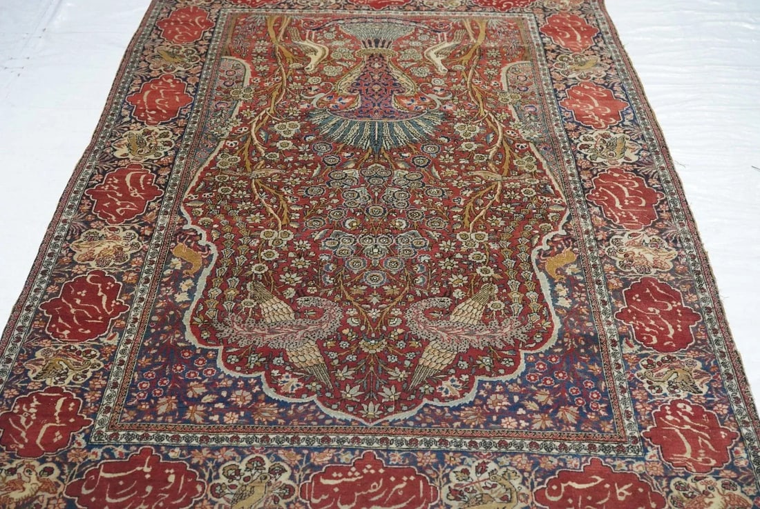 Antique Mohtasham Kashan Rug 4'6'' X 6'10'' - 8