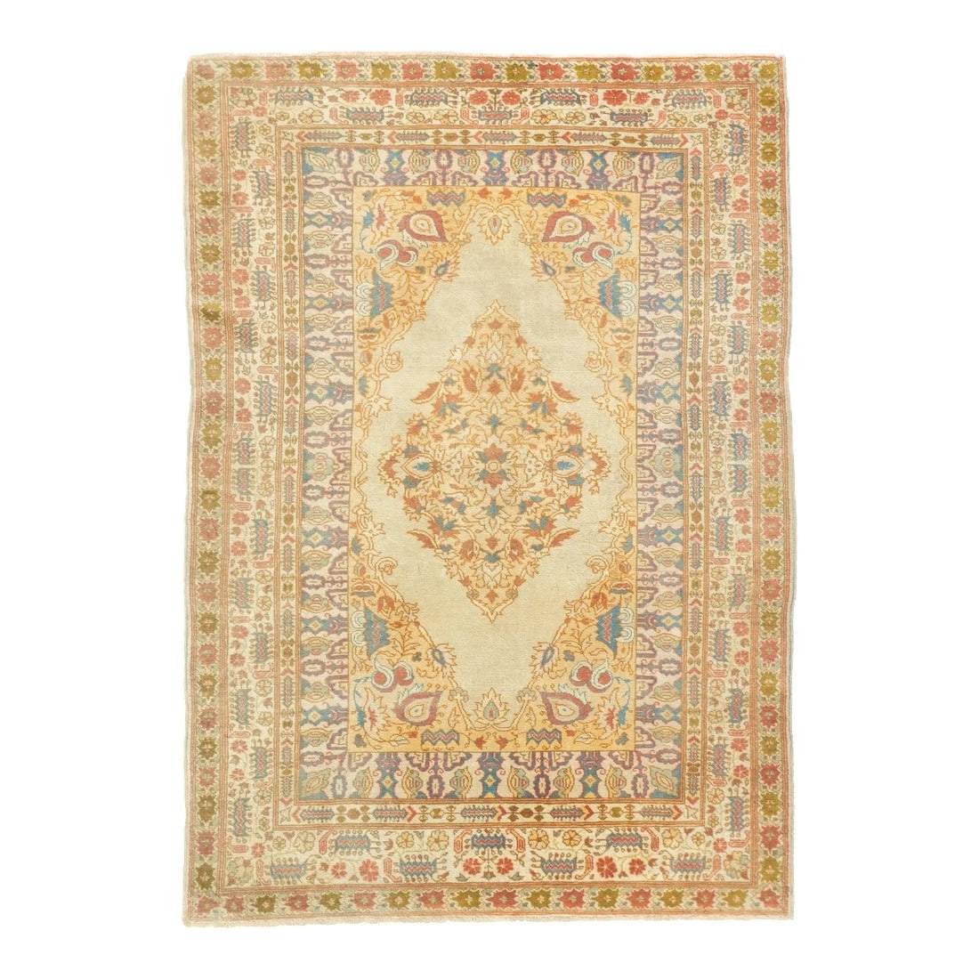 Late 18th Century Antique Haji Jalili Tabriz Rug 4'7'' x 6'5'': The well-woven to finely knotted 1890 to 1910 pieces woven in the eponymous workshop or its copyists, in Tabriz, in formats ranging from mats to giant carpets, with prayer (niche), allover and