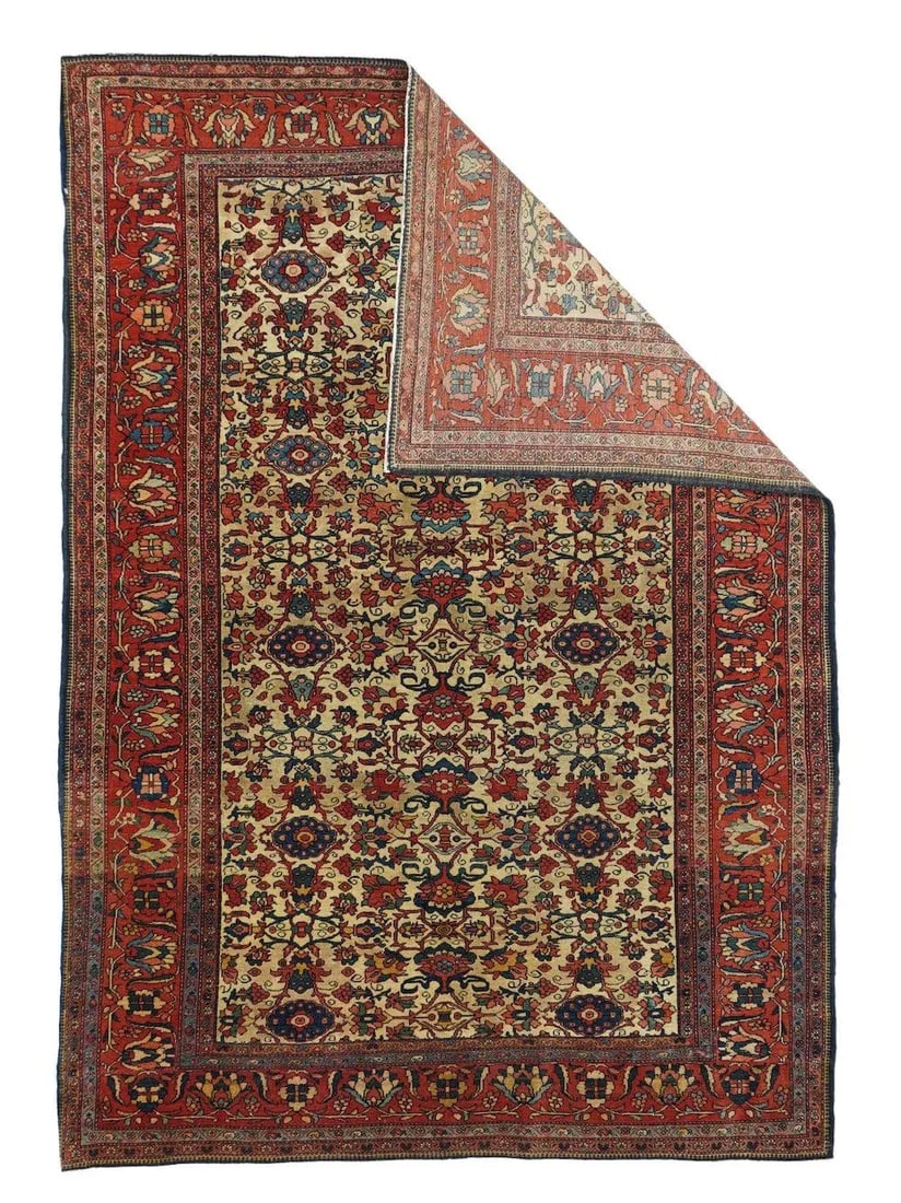 Late 18th Century Antique Farahan Sarouk Rug 4'3'' x 6'2'' - 4