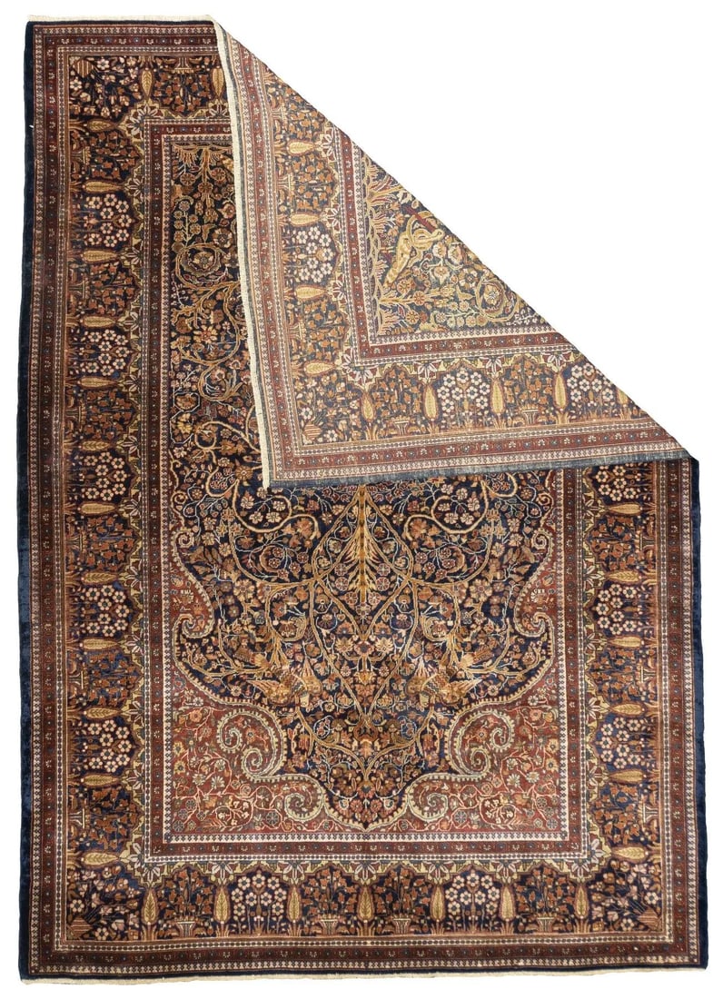 Antique Persian Dabir Kashan Manchester Rug 5' x 6'11'' - 5