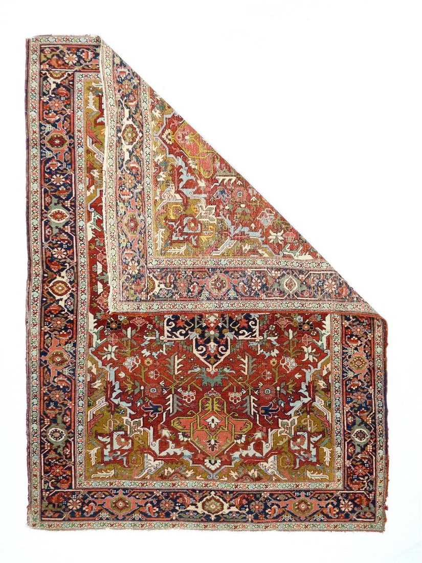 Antique Red Heriz Serapi Rug 4'10'' x 6'9'' - 5