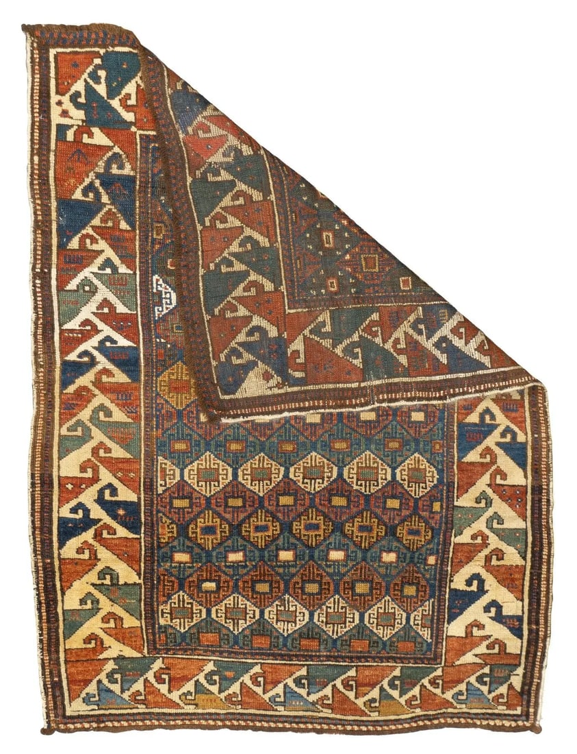 Late 18th Century Antique Kazak Rug 3'1'' x 4'3'' - 2
