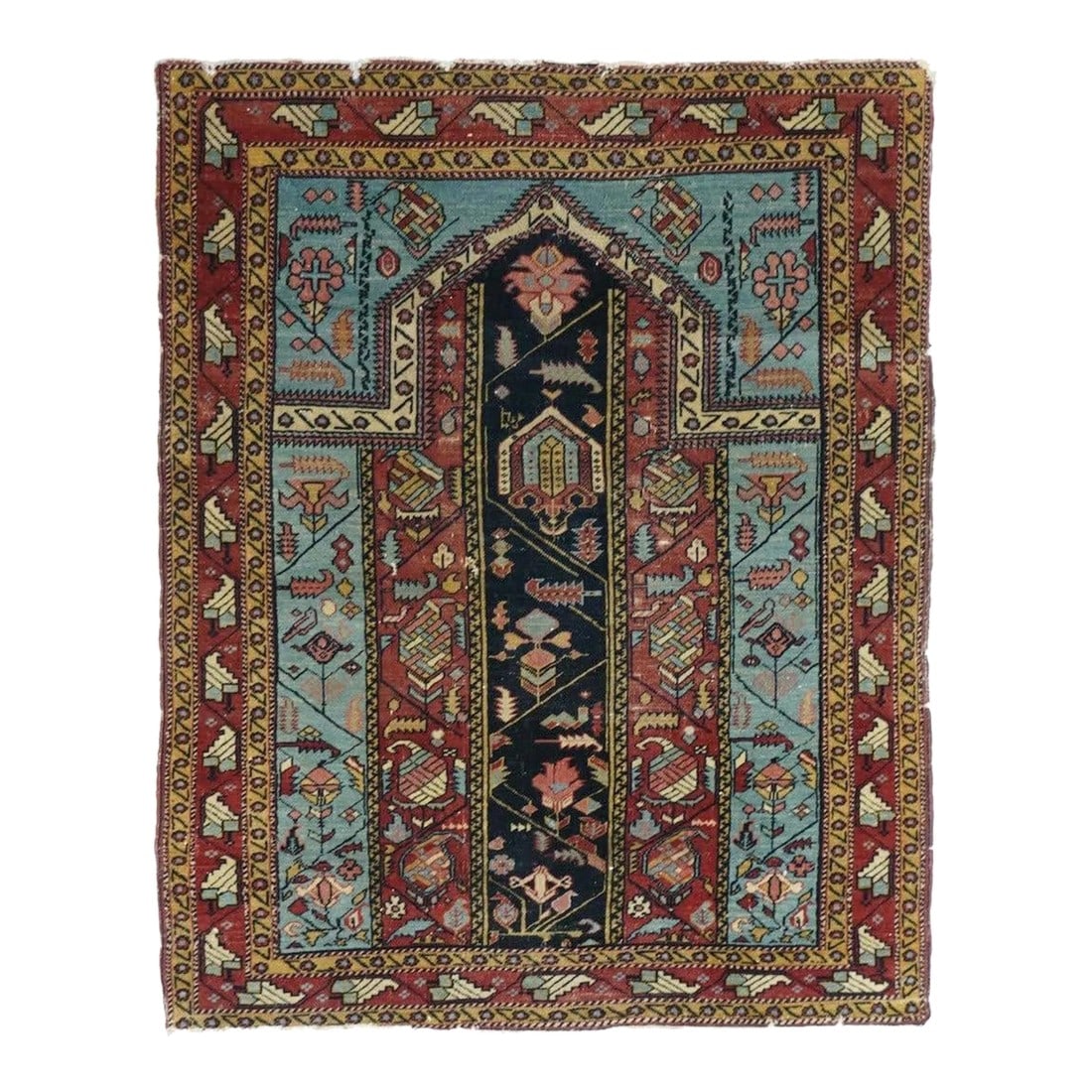 Antique Shirvan Rug 2'11'' x 3'9'': Antique Shirvan Rug 2'11'' x 3'9''. Condition: Alterations: Unknown Imperfections: Some Imperfections Condition Notes: Good Dimensions: Height: 0.01 in. Width: 35 in. Depth: 45 in. Category: Rugs