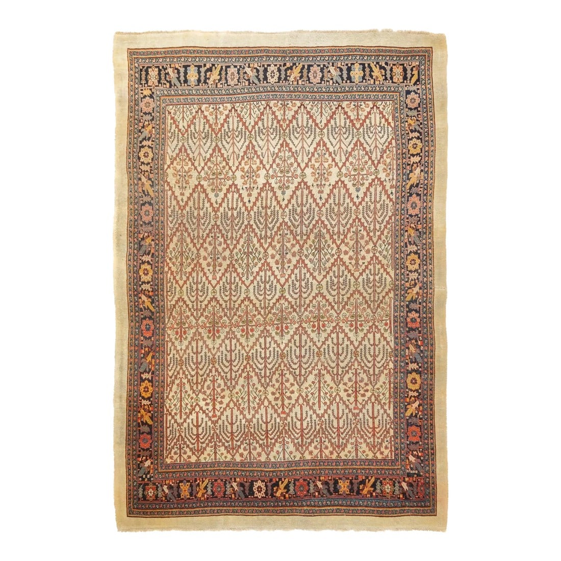 Antique Persian Bidjar Rug 7'9'' X 11'2'': The town and surrounding Kurdish carpets of the eponym city, often in room or larger sizes. All wool before 1920, cotton warp afterward. Medallion and allover patterns. Heavy and compact. City weavers