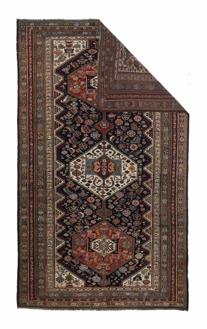 Antique Khamseh Tribal Rug 5'8'' x 9'3'' - 4