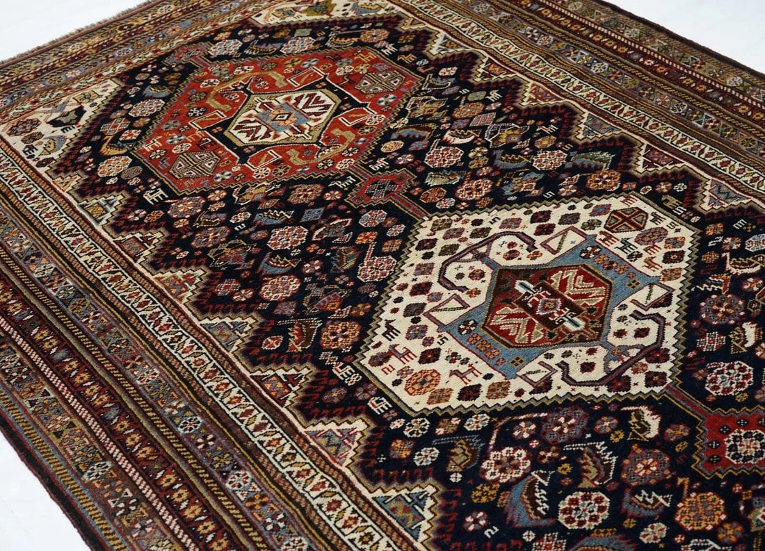 Antique Khamseh Tribal Rug 5'8'' x 9'3'' - 9