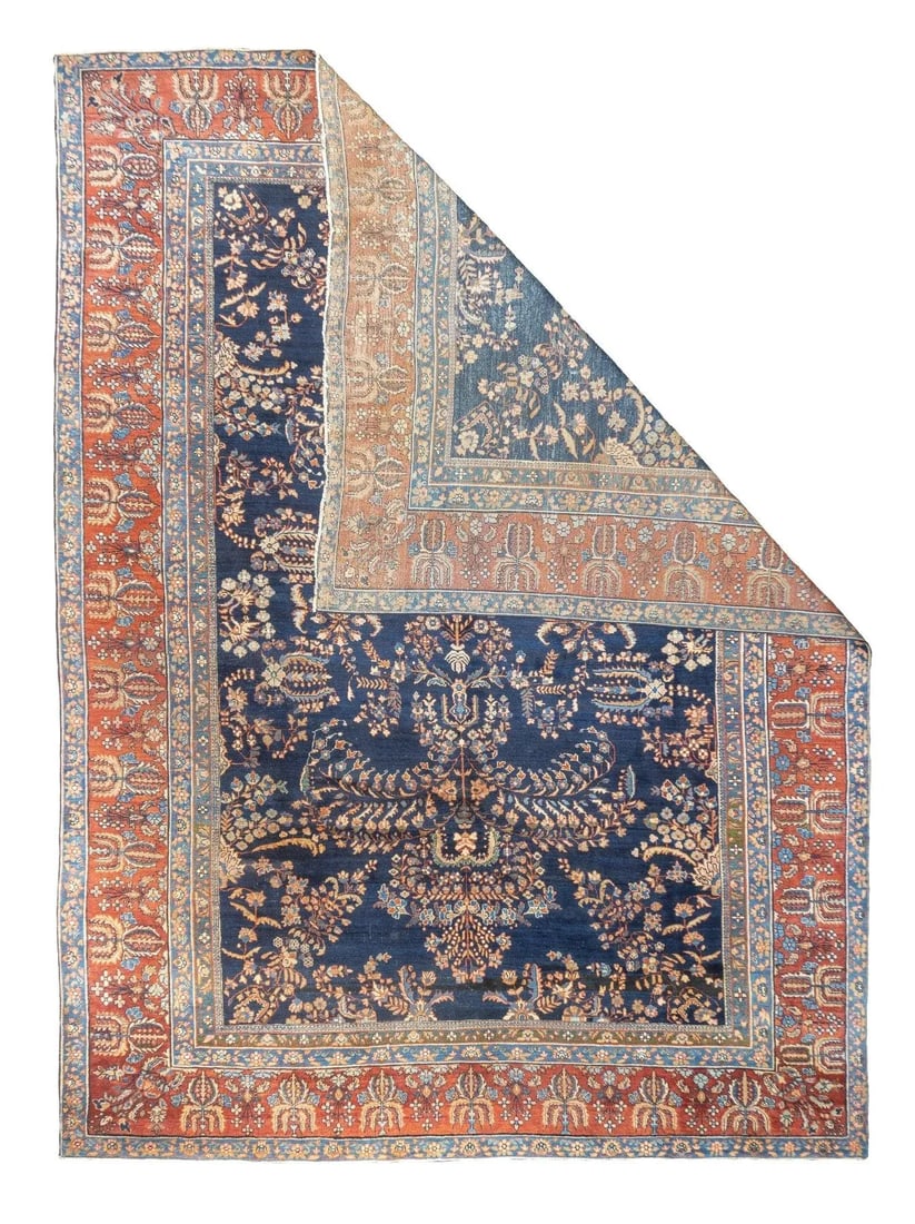 Antique Persian Sarouk Rug 8'8'' x 11'8'' - 5