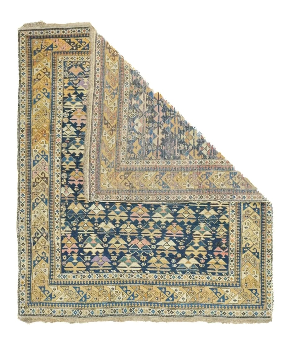 Late 18th Century Antique Caucasian Kuba Shirvan Rug 4'5'' x 5'1' - 5