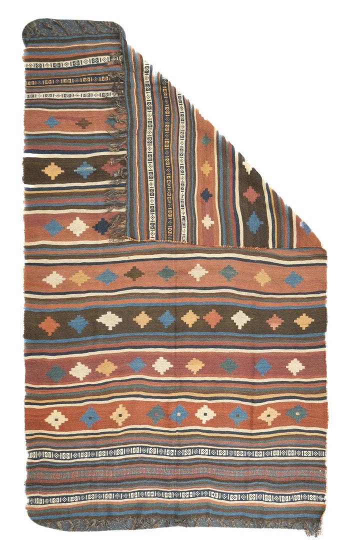 Fine Antique Persian Qashqai Kilim Rug 5'5'' X 8'2'' - 5