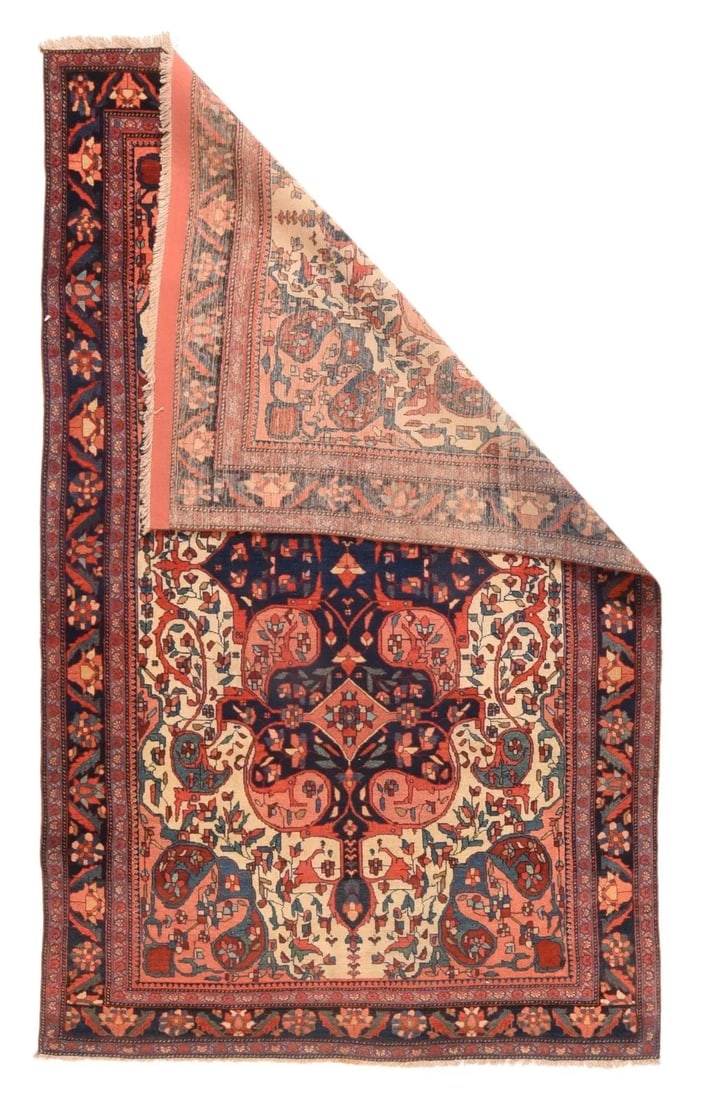 Late 18th Century Antique Sarouk Rug 4'1'' x 6'9'' - 2