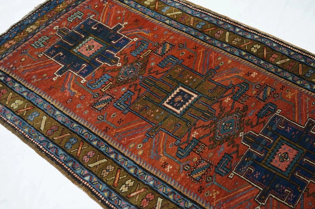 Antique Heriz Runner 3'5'' x 10'4'' - 10