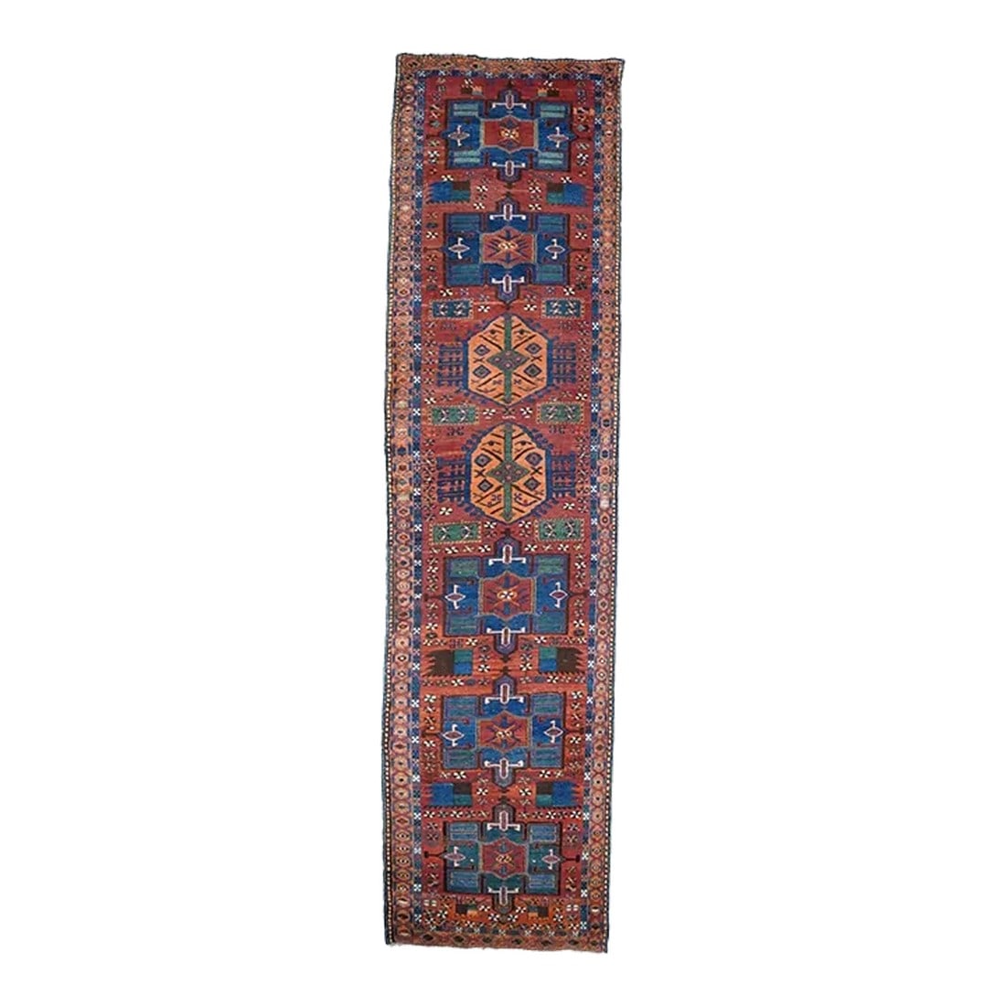 Antique Heriz Runner 3'4'' x 14'4'': Antique Heriz Runner 3'4'' x 14'4''. Condition: Alterations: Unknown Imperfections: Some Imperfections Condition Notes: Good Dimensions: Height: 0.01 in. Width: 40 in. Depth: 172 in. Category: Rugs