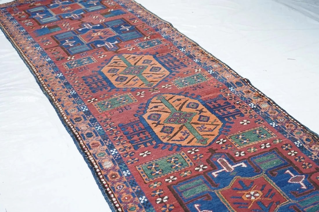 Antique Heriz Runner 3'4'' x 14'4'' - 9