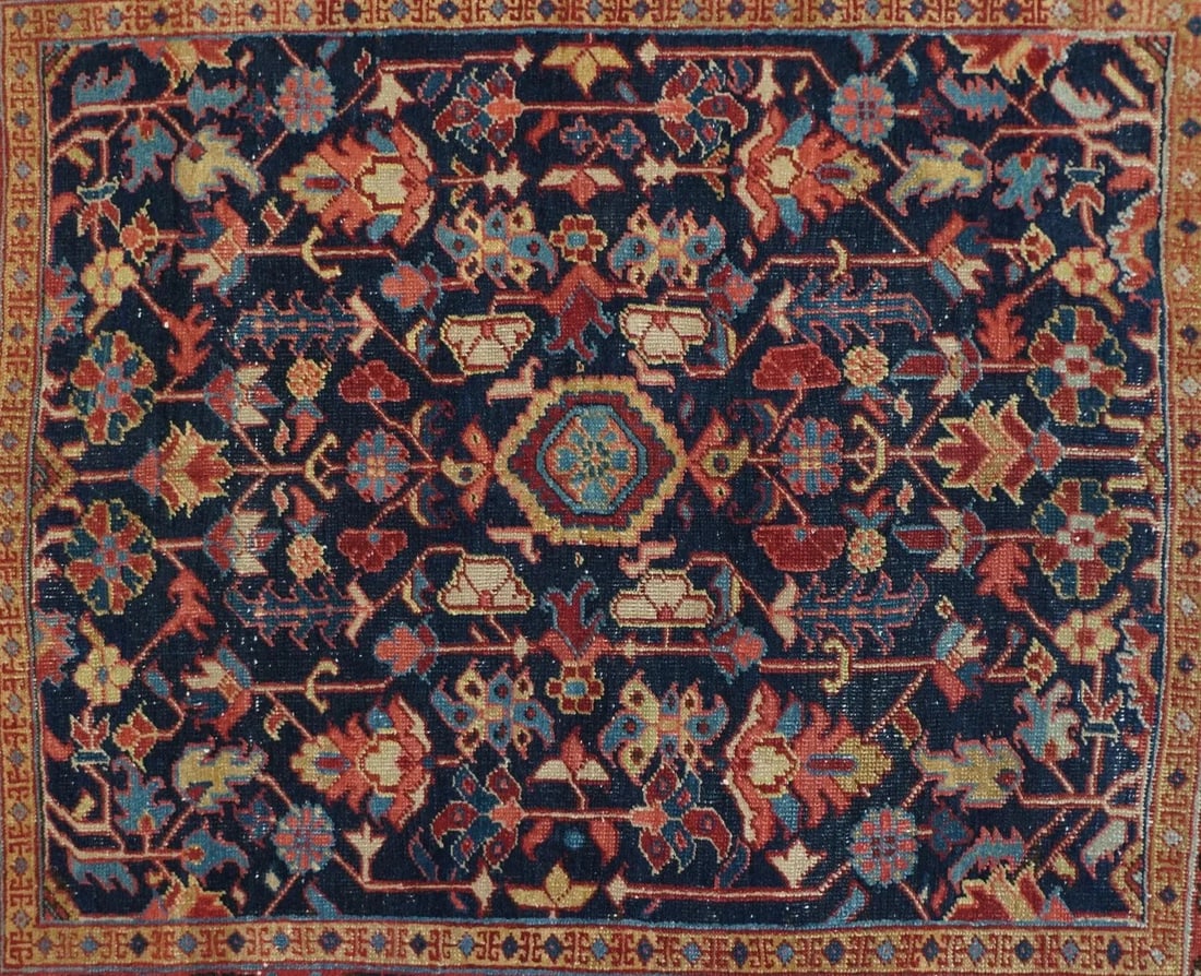Antique Heriz Rug 4'4'' X 5'0" - 3