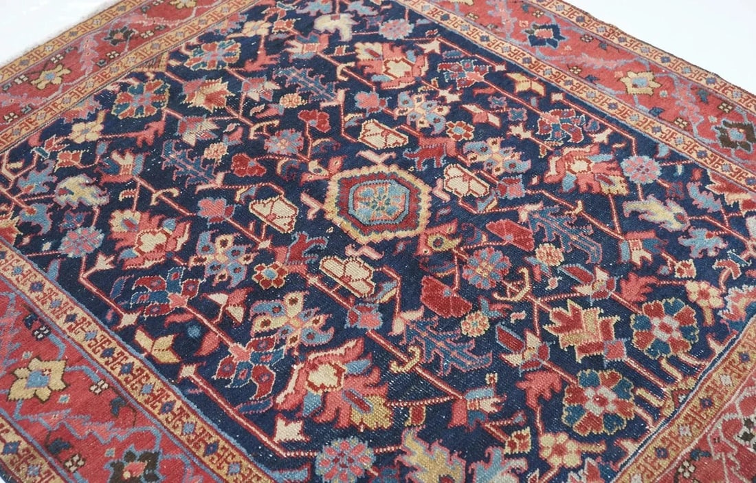 Antique Heriz Rug 4'4'' X 5'0" - 7